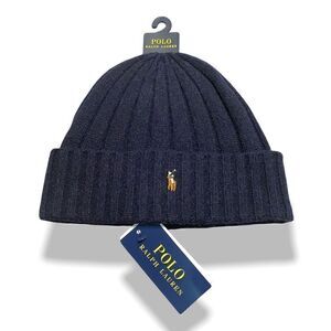 Polo Ralph Lauren Mens Signature Merino Wool Cuffed Beanie Blue One Size (b) New